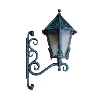 Kovaná nástěnná lucerna, LM003, zelená patina