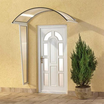 Vchodová stříška Robelit oblouková 2000x900mm, bílý rám, čirá výplň