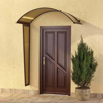 Vchodová stříška Robelit oblouková 2000x900mm, hnědý rám, kouřová výplň