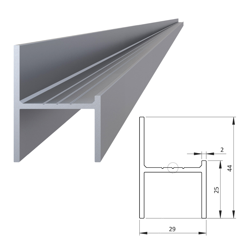 Hliníkový UT profil 29x44mm, na rám, AL-UT29-6