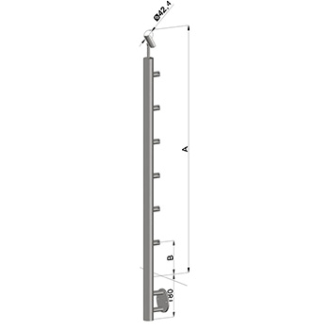 Zábradlí na schody - sloupek s bočním kotvení, 6 prutů vnitřních, EB1-BHZ6-2
