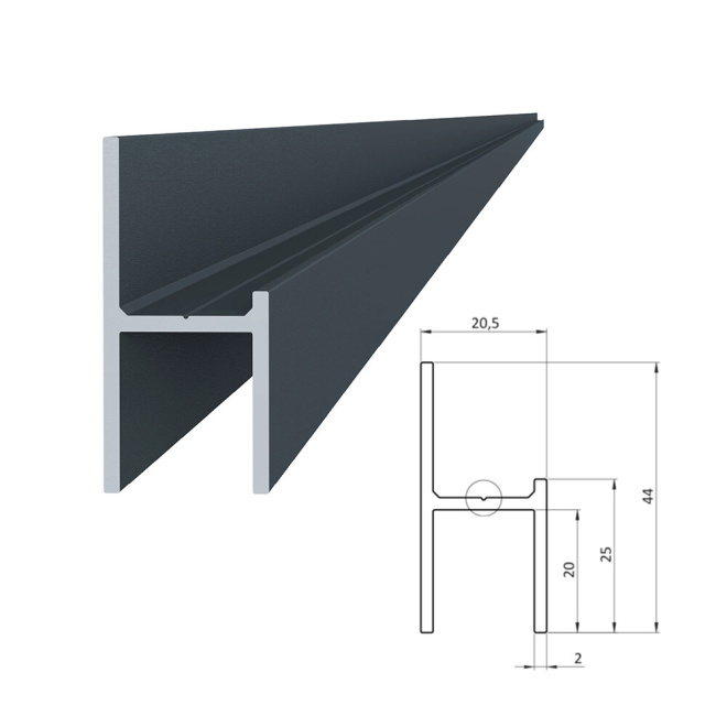 Hliníkový UT profil struktura RAL7016, 20,5x44mm, na rám, AL-UT21-7016S-6