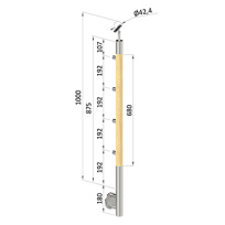 Dřevěný schodišťový sloupek - boční kotvení, 4 pruty vnitřní, EDB-KBHZ4-2