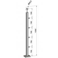 Podestový sloupek, hranatý - vrchní kotvení, 4 pruty, EB1-JVHS4-1