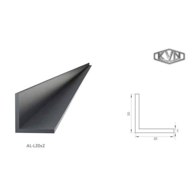 Hliníkový L profil 20x20x2mm, AL-L20x2-6