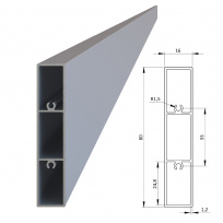 Hliníkový profil 80x16mm, na výplň, AL-J8016-6