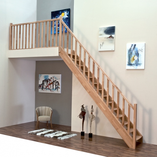 Přímé schodiště Minka Classic - buk, 850x3000mm