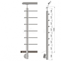 Nerezové zábradlí - sloupek, vrchní kotvení, 6 prutů vnějších, EB1-BHP6-1