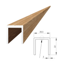 Hliníkový U profil buk, 20,5x22mm, na rám, AL-WDU21-BK-6 Hliníkový U profil buk, 20,5x22mm, na rám, AL-WDU21-BK-6