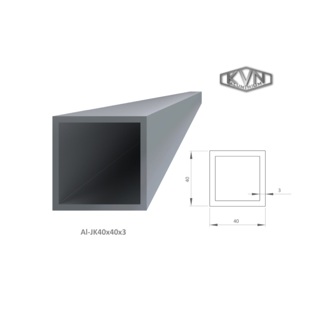 Hliníkový profil 40x40x3mm, AL-JK40x40x3-6