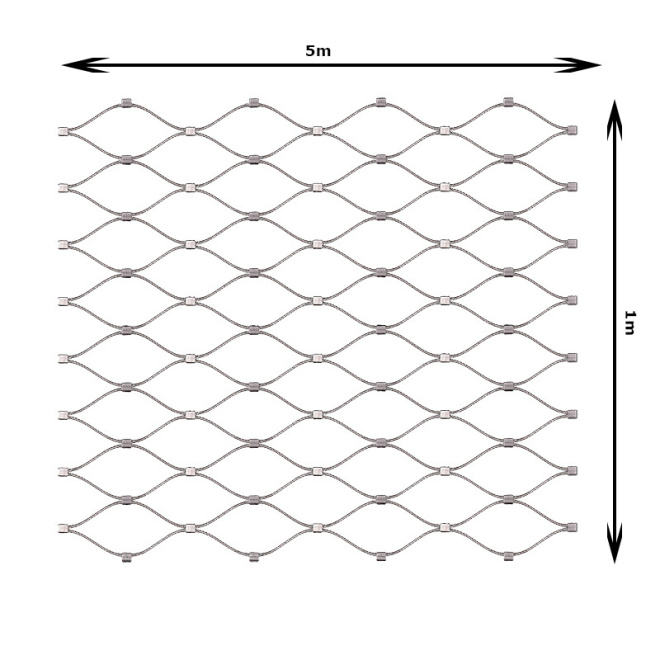 Nerezová lanková šíť šířka 1m, oko 60x104mm, se sponama, EB2-205-1.0-60x104