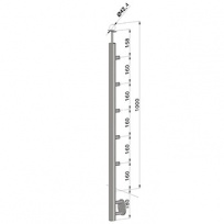 Nerezové zábradlí - sloupek, boční kotvení, 5 prutů vnitřních, EB1-BHZ5-1