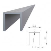 Hliníkový U profil 20,5x22mm, na rám, AL-U21-6