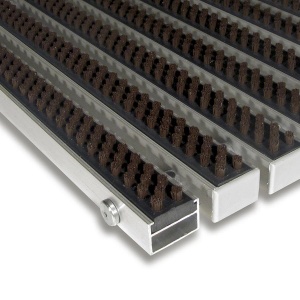 Hnědá hliníková čistící kartáčová venkovní vstupní rohož Alu Super - 100 x 100 x 2,2 cm Hnědá hliníková čistící kartáčová venkovní vstupní rohož Alu Super - 100 x 100 x 2,2 cm