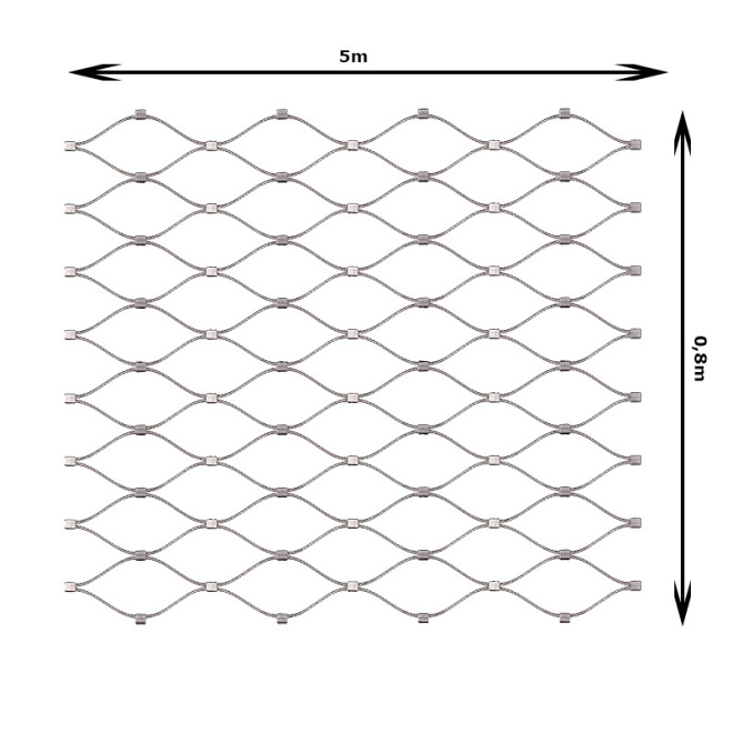Nerezová lanková šíť šířka 0,8m, oko 60x104mm, se sponama, EB2-205-60x104