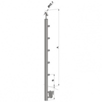 Zábradlí na schody - sloupek s bočním kotvení, 5 prutů vnitřních, EB1-BHZ5-2