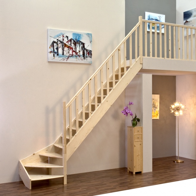 Lomené schodiště Minka Classic - smrk, 850x3000mm