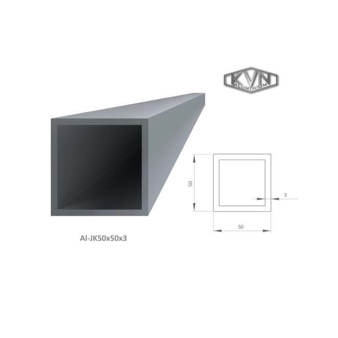 Hliníkový profil 50x50x3mm, AL-JK50x50x3-6