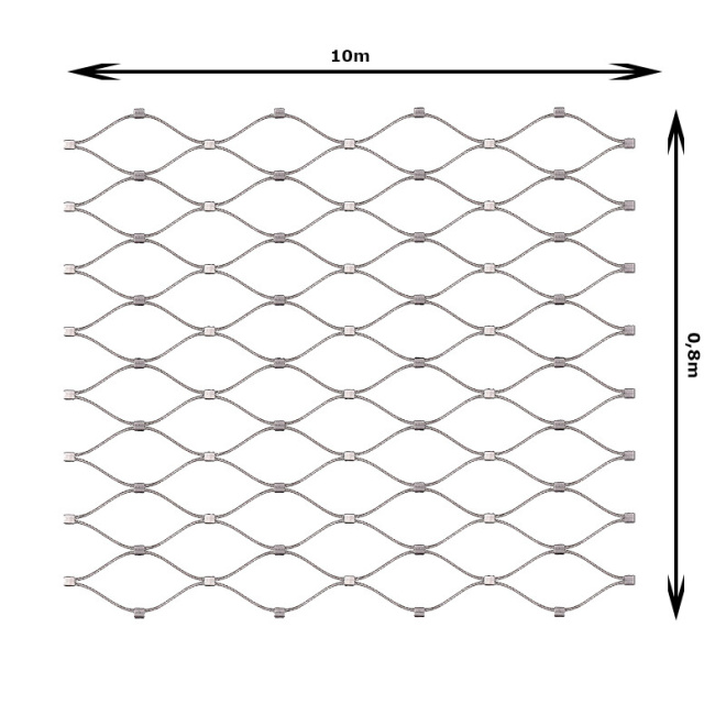 Nerezová lanková síť šířka 0,8m, oko 60x104mm, se sponami, EB2-205-60x104