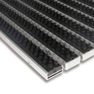 Černá hliníková čistící kartáčová venkovní vstupní rohož Alu Super - 100 x 100 x 1,7 cm Černá hliníková čistící kartáčová venkovní vstupní rohož Alu Super - 100 x 100 x 1,7 cm