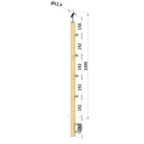 Dřevěný schodišťový sloupek - boční kotvení, 4 pruty vnitřní, EDB-BHZ4-2