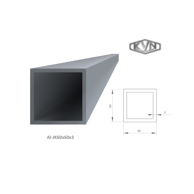 Hliníkový profil 60x60x3mm, AL-JK60x60x3-6
