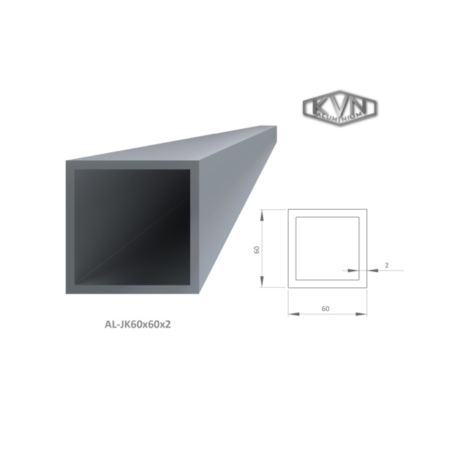 Hliníkový profil 60x60x2mm, AL-JK60x60x2-6