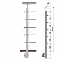 Nerezové zábradlí - sloupek, vrchní kotvení, 5 prutů vnějších, EB1-BHP5-1