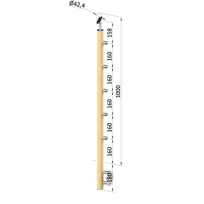 Dřevěný schodišťový sloupek - boční kotvení, 5 prutů vnitřní, EDB-BHZ5-2