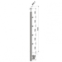 Nerezové zábradlí - sloupek, boční kotvení, 4 pruty vnitřní, EB1-BHZ4-1