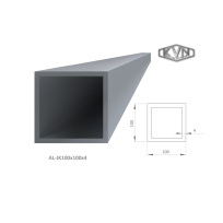 Hliníkový profil 100x100x4mm, AL-JK100x100x4-6