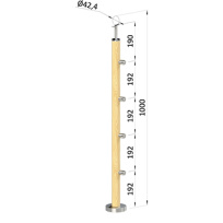 Dřevěný podestový sloupek - vrchní kotvení, 4 pruty, EDB-VHS4-1